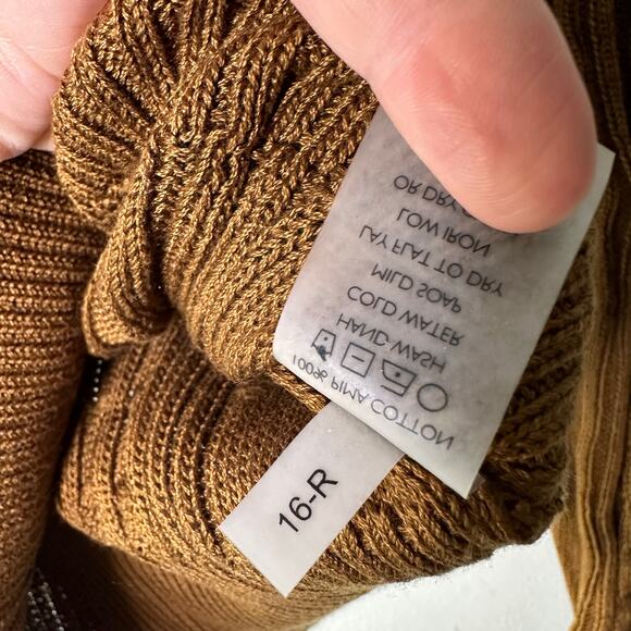 Peruvian‎ Connection Women's Small Sweater Brown Cable Knit Crewneck Pima Cotton - Picture 5 of 6